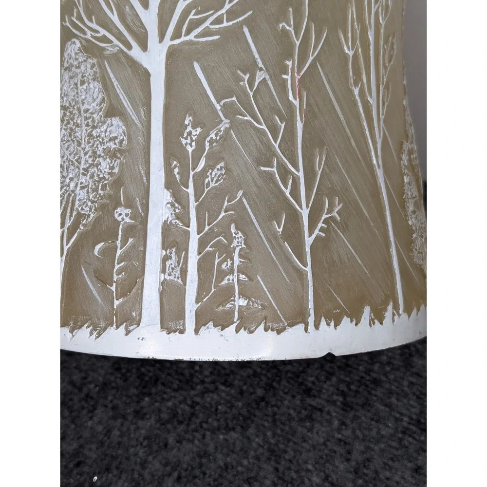Heavy Resin Bathroom Office Waste Basket Trashcan 3-D Trees Forest Winter CHIP**